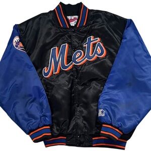 Vintage Starter New York Mets Black Satin Jacket (Size XL)